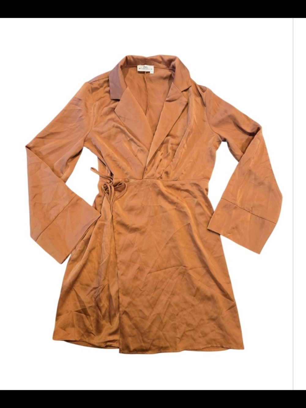 NIBI MTK polyester wrap dress in pumpkin color, size small